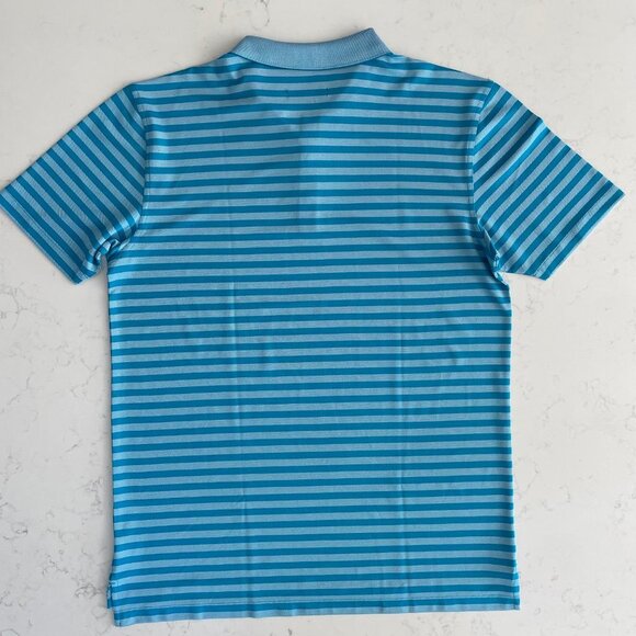 Britches SS 3 Button Pull On Striped Poly Blend Polo Shirt Teal Blue Sz XL NWT - Picture 6 of 13